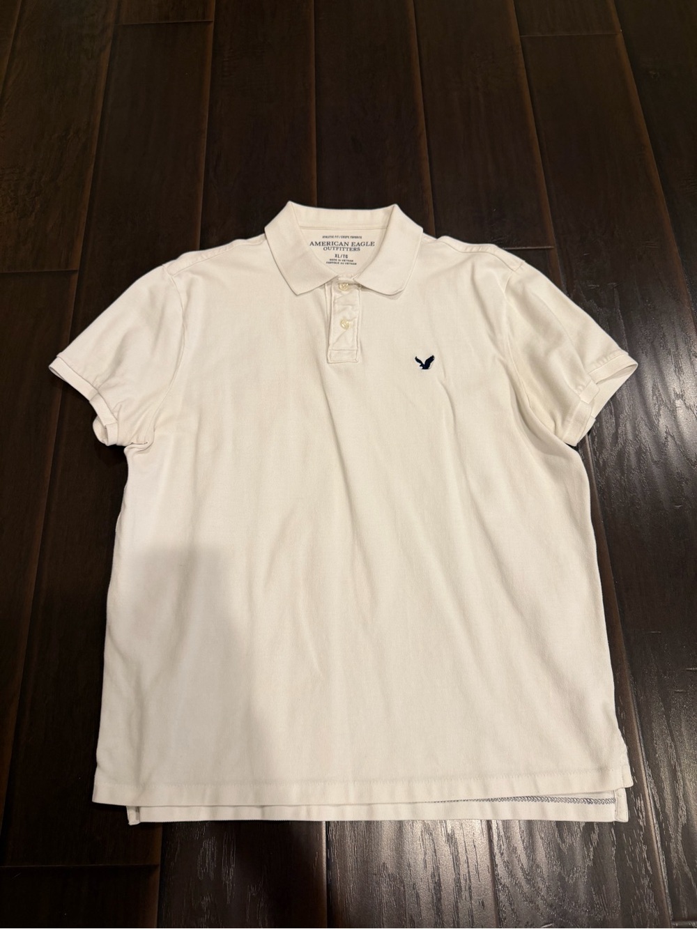 American Eagle Outfitters Men’s White Polo with Navy Logo